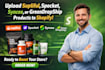 upload supliful greendropship spocket syncee products label design to shopify