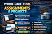 do python java c assignments gui apps and sql database projects