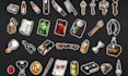 create pixel game assets pack, icons, weapon, ul, props, rpg character