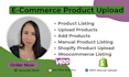 manually upload products, do product listing to shopify and woocommerce store