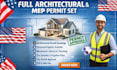 full permit set USA architectural drawings mep electrical plumbing hvac