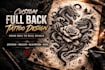 design a detailed custom full back tattoo, japanese, blackwork