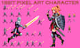 create 8bit 16bit pixel art character, animation and spritesheet