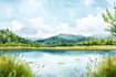 draw a watercolor landscape illustration