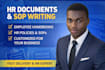 write HR policies, sops, employee handbook and HR documents