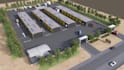 remodel warehouse complex design,render logistics hub, site plan, 3d aerial view