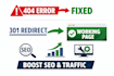 do 301 redirects fix 404 errors and broken links