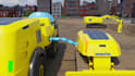 create futuristic 3d construction and electric machinery animation video