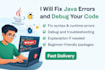 fix java errors and debug your code