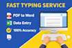 do fast typing work, pdf to word, data entry in 24 hours