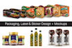 design packaging, labels and stickers with mockups