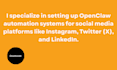 setup open claw social media automation instagram twitter linkedln