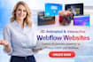 design 3d animated webflow website, interactive 3d website, threejs gsap