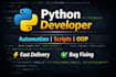 do python programming, automation scripts, oop and bug fixing