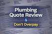 review your plumbing quote and save you money