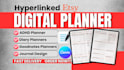 design etsy hyperlink digital planner, journal goal planner goodnotes notability