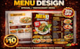 create high converting restaurant menu and digital menu board design