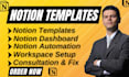 create customised notion template notion dashboard website notion consultant