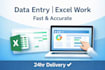 do accurate data entry, excel work, copy paste, and invoice processing