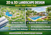 do 2d landscape master plan and 3d render for resort, pool, spa, villa or hotel