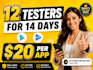 provide 12 testers for 14 days google play closed testing services