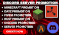 promote your gaming minecraft server, rust, dayz, fivem server discord promotion