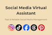 social media virtual assistant, content planning and management