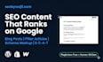 write high performance SEO blog posts and articles that rank on google