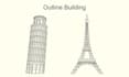 create clean building and landmark outline in svg vector