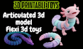 create articulated 3d printable toy models stl flexi dragon animal figure split