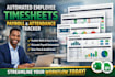 create employee timesheet, attendance tracker, payroll and schedule dashboard