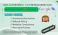 fix google merchant center misrepresentation and suspension