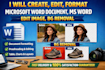 create, edit, format microsoft word document, ms word, edit image, bg removal