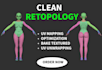 do clean retopology for 3d model and character with uv mapping and bake texture