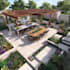 design landscape, backyard, pool, garden, deck, and patio