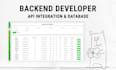 be backend developer for API integration and database systems