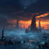 make breathtaking futuristic city skyline with cinematic