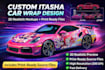 create itasha car wrap design, racing car wrap design, itasha anime