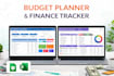 create excel budget planner, finance tracker, income expense google spreadsheet