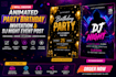 design animated party birthday invitation and dj night event post