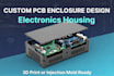 design custom pcb enclosure, plastic electronics housing, injection mold ready