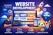 do website development as full stack web developer, front end, backend developer