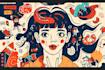 create vector doodle line art illustration in my style