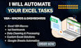 do excel vba, macro, formulas dashboards and spreadsheets automation ,data entry