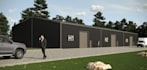 construct warehouse space,industrial exterior layout,3dsite plan view,truck dock