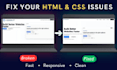 fix HTML CSS bugs, responsive issues and layout problems