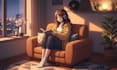 create lofi loop animation, loop animation music video cozy anime lofi animation