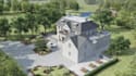 revit 3d multi unit apartment building, commercial architecture render,hardscape