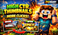 create high ctr minecraft thumbnail youtube thumbnail for gaming and streaming