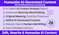 humanize ai content, rewrite chatgpt text, and edit to natural human writing